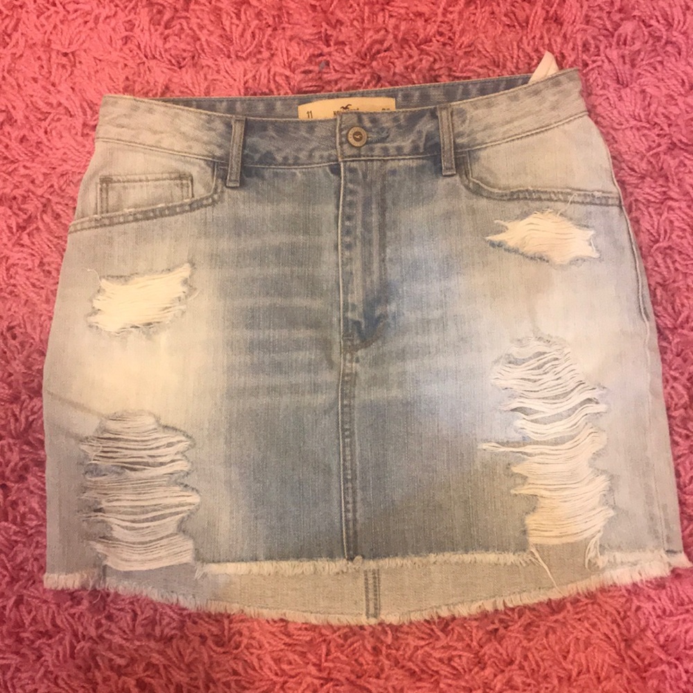 distressed jean skirt